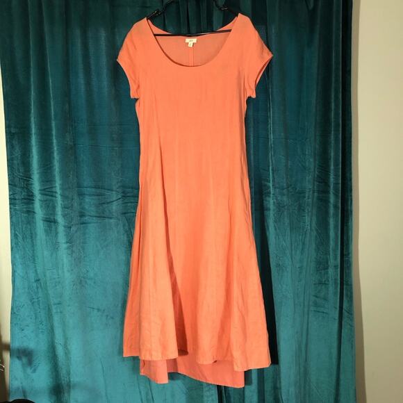 J. Jill Dresses & Skirts - J Jill womens 8 peach orange short cap sleeve maxi linen dress minimalist travel